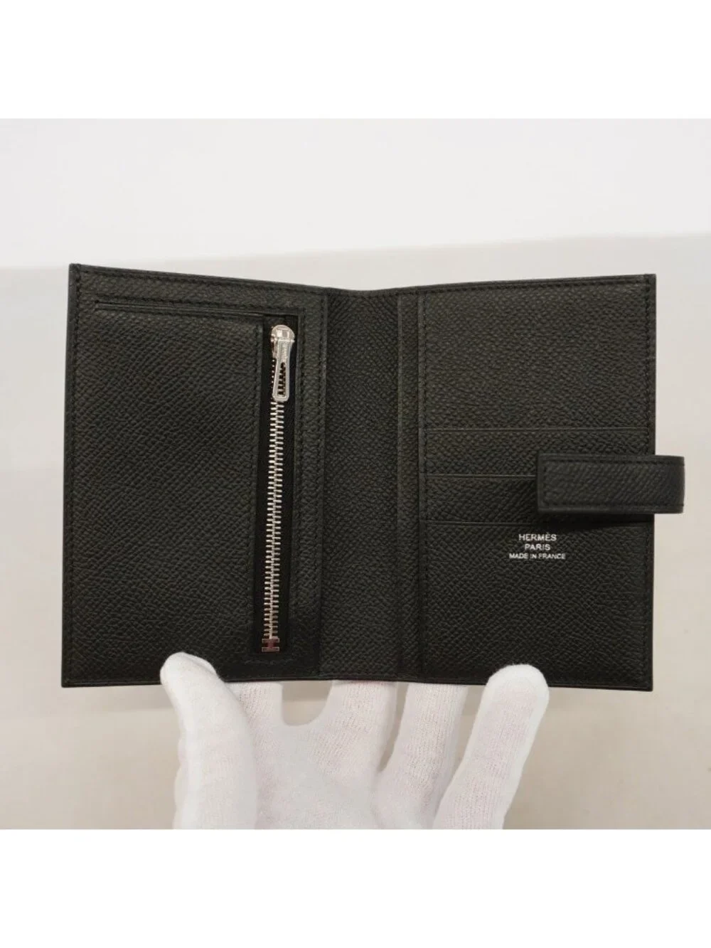 Hermes Wallet Passant Veau Epsom Black Silver